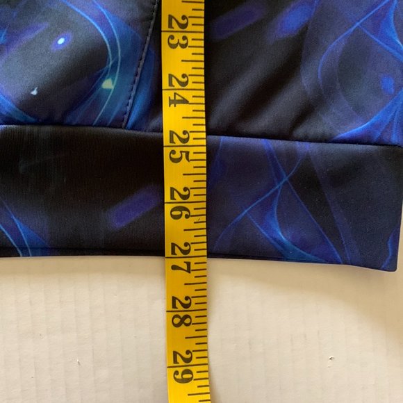 Blue Black Mens Pullover Hoodie Flaming Fanged Skull Graphic Front and Back - Picture 5 of 7